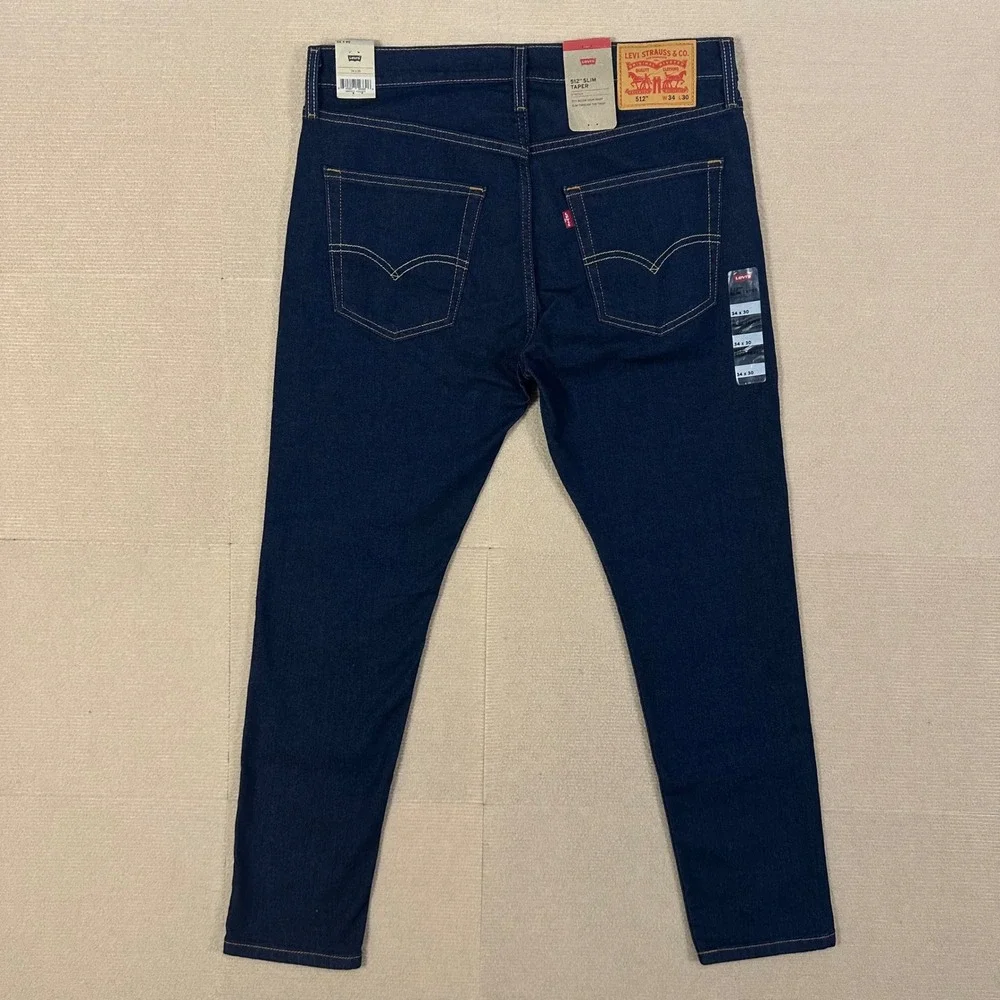 Levi's 512 Jeans NWT Mens 34x30 Slim Taper Dark Wash Indigo Stretch Denim